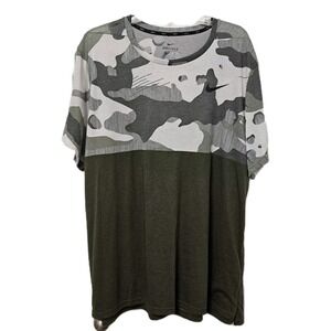 Nike T-Shirt Mens XL Green Camo Dri-FIT Training Short Sleeve Swoosh Tee